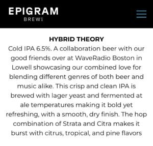 HYBRID THEORY COLD IPA Description